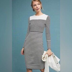 Anthropologie Bailey 44 Striped Long Sleeve Ribbed Knit Dress Size S NWT